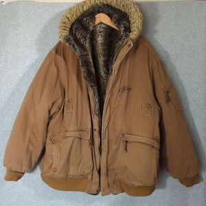 Rare Mens 3XL Akademiks Fur Coat / Work Barn Hooded Oversized Reversible Yk2 90s
